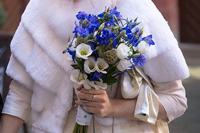 Blau Blumen zur Hochzeit