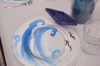 Tischgedeck in Blau zur Hochzeit